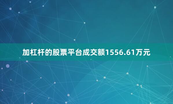 加杠杆的股票平台成交额1556.61万元
